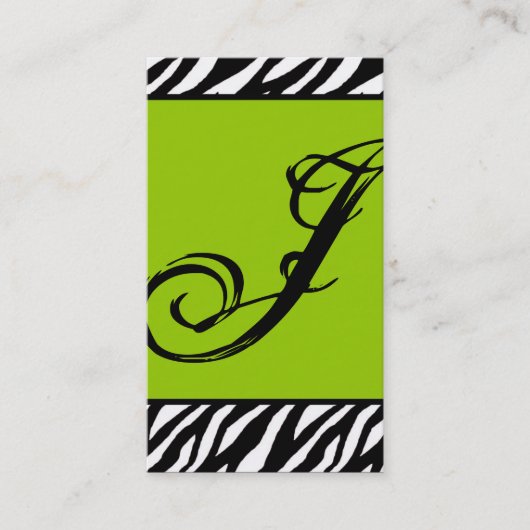 Lime Green Zebra Imprimer Motif Carte de visite (Devant)