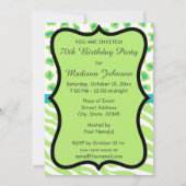 Lime Green Zebra Leopard Invitation 70e anniversai (Dos)