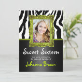 Lime Green Zebra - Photo - Sweet 16 Invitation (Debout devant)