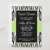 Lime Green Zebra Polka Dot Sweet 16 Kaart (Voorkant)