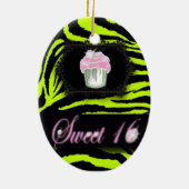 Lime Green Zebra print Sweet 16 Gift Ornament (Achterkant)