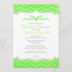 Lime Green Zigzag Bridal Shower Invitations Kaart