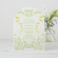Lime GreenWhimsical Bird Wedding Invitations