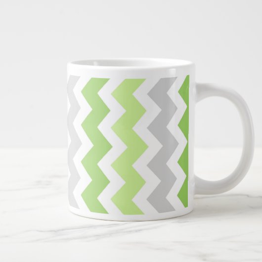 Lime Grey Chevrons Jumbo Coffee Mug (Droite)