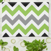 Lime Gris Noir Blanc Chevron Serviettes de cuisine (Plié)