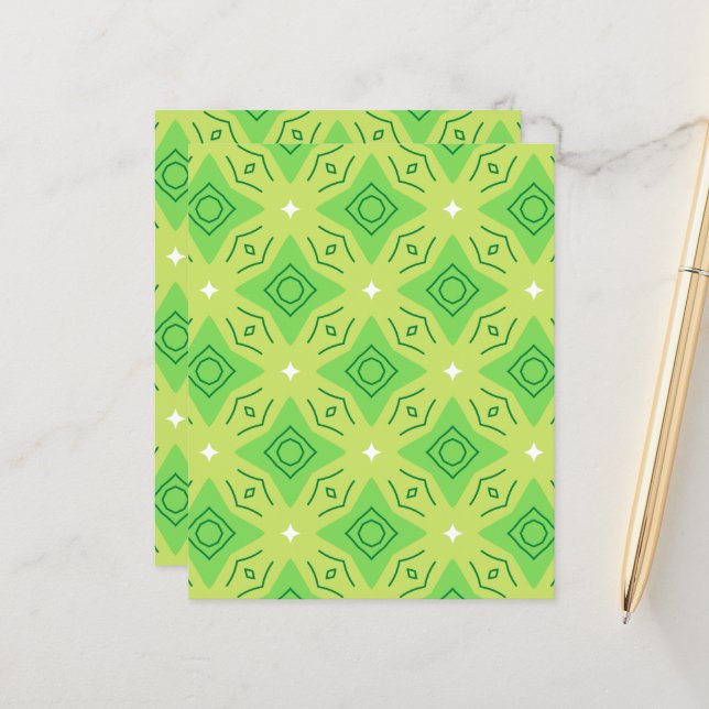 Lime Groen Abstract Patroon 12.0 Scrapbook Papier (Voorkant / Achterkant in situ)