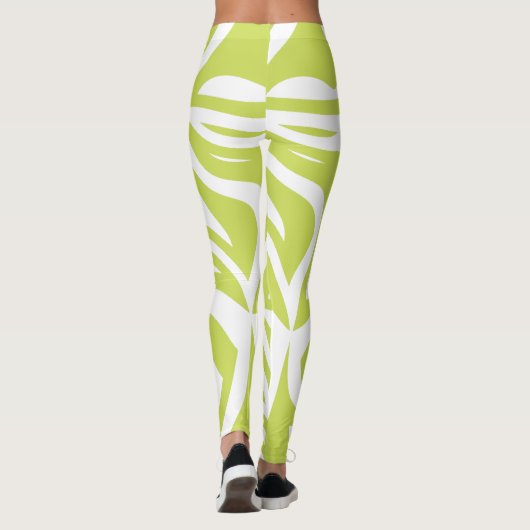 Lime Groen Abstract Zebra Print Vrouwen Leggings (Achterkant)
