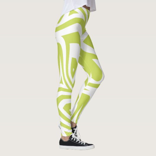 Lime Groen Abstract Zebra Print Vrouwen Leggings (Rechts)