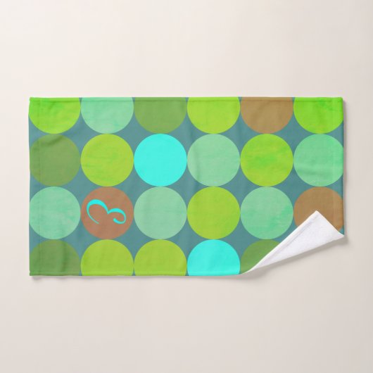 Lime Groen Blauwgroen Turquoise & Roest Circles Mo Bad Handdoek (Handdoek)