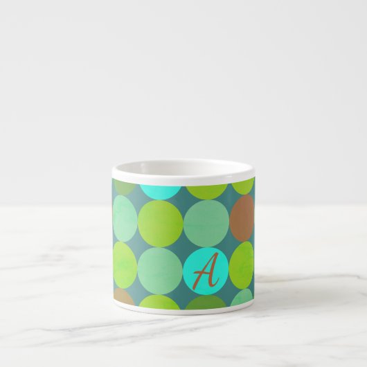 Lime Groen Blauwgroen Turquoise & Roest Circles Mo Espresso Kop (Voorkant)