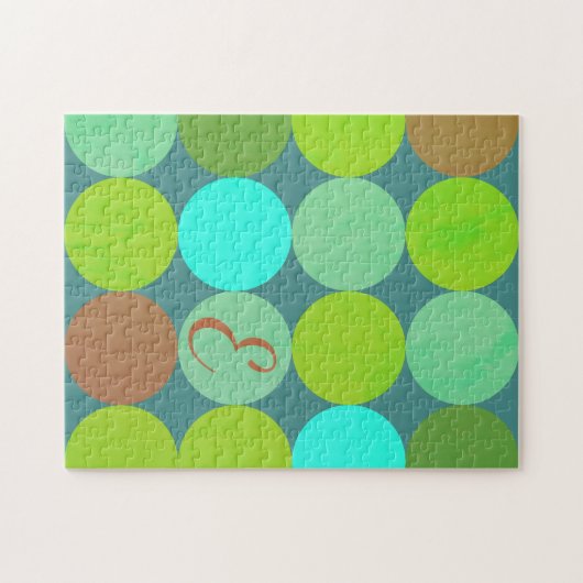 Lime Groen Blauwgroen Turquoise & Roest Circles Mo Legpuzzel (Horizontaal)
