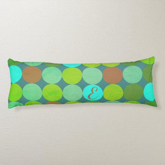 Lime Groen Blauwgroen Turquoise & Roest Circles Mo Lichaamskussen (Achterkant)