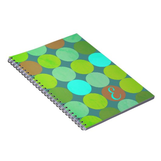 Lime Groen Blauwgroen Turquoise & Roest Circles Mo Notitieboek (Rechterzijde)