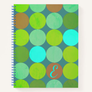 Lime Groen Blauwgroen Turquoise & Roest Circles Mo Notitieboek