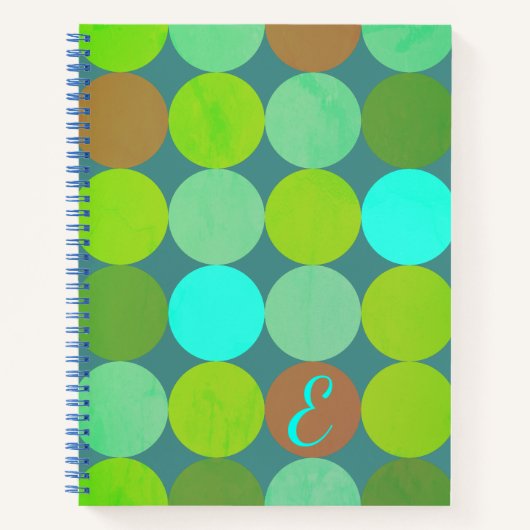 Lime Groen Blauwgroen Turquoise & Roest Circles Mo Notitieboek (Voorkant)