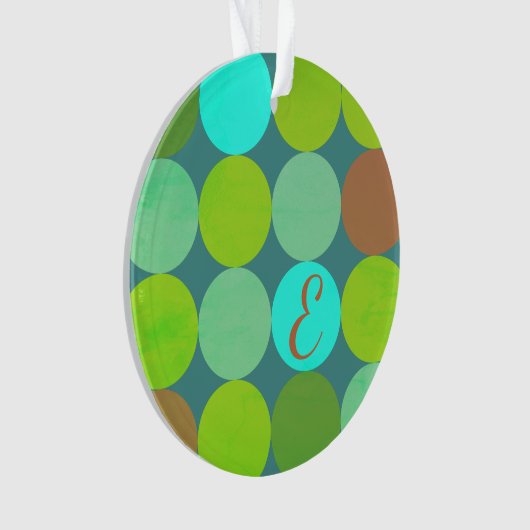 Lime Groen Blauwgroen Turquoise & Roest Circles Mo Ornament (voorkant)