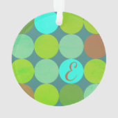 Lime Groen Blauwgroen Turquoise & Roest Circles Mo Ornament (achterkant)