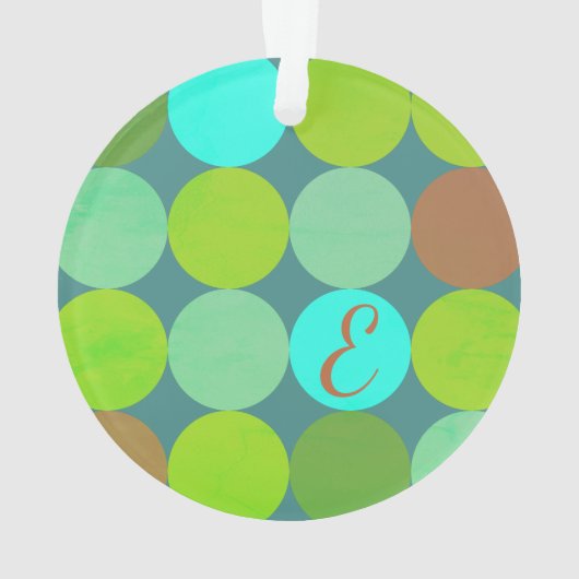 Lime Groen Blauwgroen Turquoise & Roest Circles Mo Ornament (achterkant)