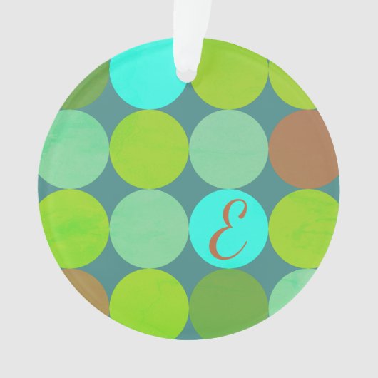 Lime Groen Blauwgroen Turquoise & Roest Circles Mo Ornament (voorkant)