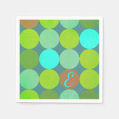 Lime Groen Blauwgroen Turquoise & Roest Circles Mo Servetten (Voorkant)