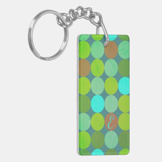 Lime Groen Blauwgroen Turquoise & Roest Circles Mo Sleutelhanger (Voorkant Links)