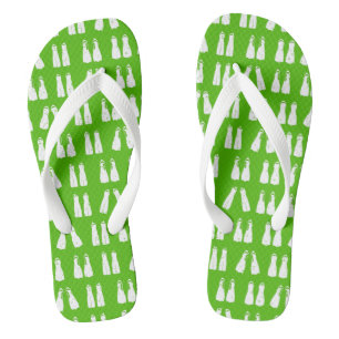 Lime Groen en Witte Grunge Flipper Patterned Teenslippers