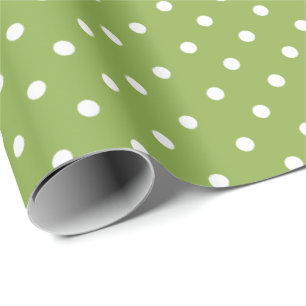 Lime groen   Wappapier met witte poka-dot Cadeaupapier
