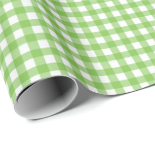 Lime groen Wappapier van witte gingham Cadeaupapier