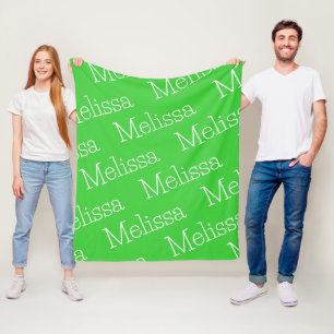 Lime groen & wit nieuwigheid naam fleece deken