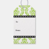Lime Groen Wit Zwart Damast Cadeau Labels Cadeaulabel (Voorkant)
