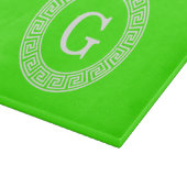 Lime Groen WT Grieks Sleutel RND Lijst Initiaal Mo Snijplank (Hoek)