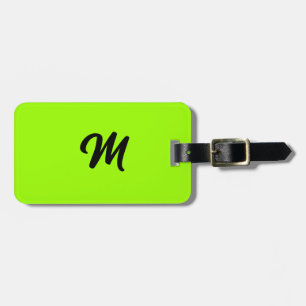 Lime Groen Zwart Kleurrijk Monogram Naam Gift Favo Bagagelabel