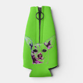 Lime Groene Chihuahua Theme Bottle Cooler (Achterkant)