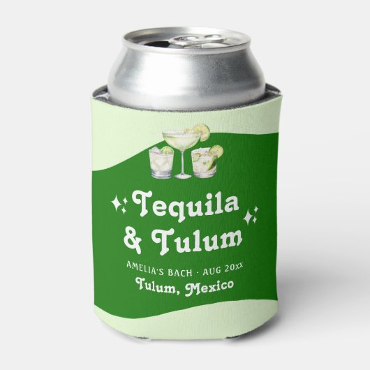 Lime Groene Citrus Tequila & Tulum Bachelorette Blikjeskoeler (Blikje Voorkant)