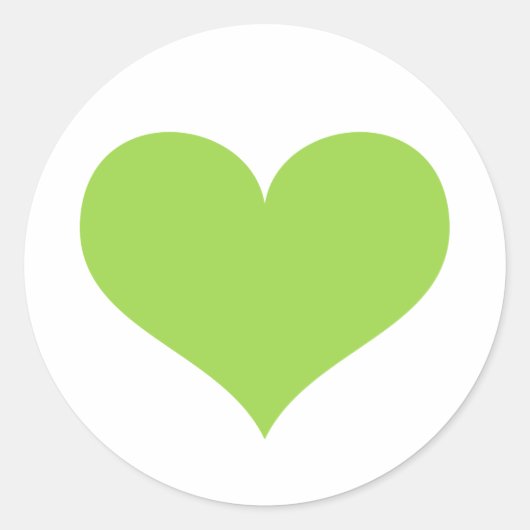 Lime groene hart liefde of Valentijnsdag Ronde Sticker (Voorkant)