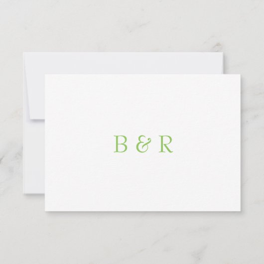 Lime Groene Monogram Bruiloft RSVP Kaart (Achterkant)