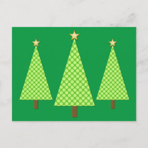 Lime groene polka dot moderne kerstbomen feestdagenkaart