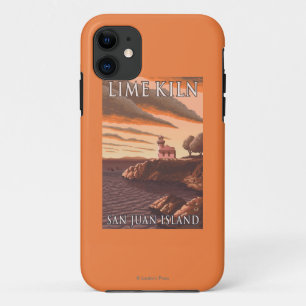 Lime Kiln Lighthouse Oude Reisposter iPhone 11 Hoesje