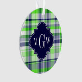 Lime, Marine, What Preppy Madras Quatrefoil Monogr (devant)
