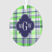 Lime, Marine, What Preppy Madras Quatrefoil Monogr (devant)