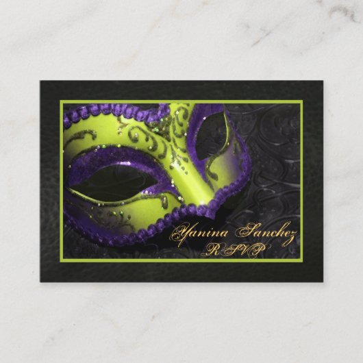 Lime Masquerade RSVP Cartes de visite (Devant)