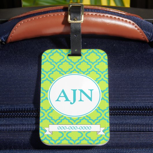 Lime Monogram Bagage Label (Voorkant Insitu 2)