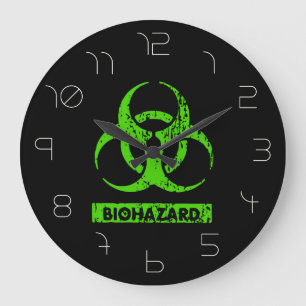 Lime Neon Groen Bio-Hazard Chemicaliën Grafisch Grote Klok