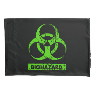 Lime Neon Groen Bio-Hazard Chemicaliën Grafisch Kussensloop