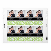 Lime Noir Damas Photo Mariage Étiquettes (Feuille entière)