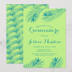 Lime Palm Blad Quinceañera Sweet 16 Uitnodiging