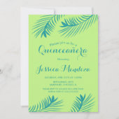 Lime Palm Leaf Quinceañera Sweet 16 Invitation (Devant)
