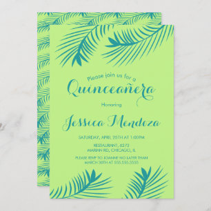 Lime Palm Leaf Quinceañera Sweet 16 Invitation