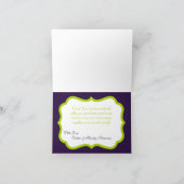 Lime pliée vert et bande violette Carte de remerci (Intérieur)