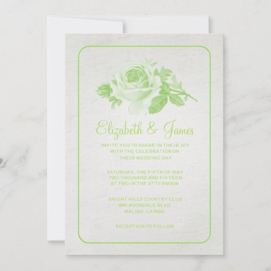 Lime Rustique Floral / Fleur Mariage Invitations (Devant)